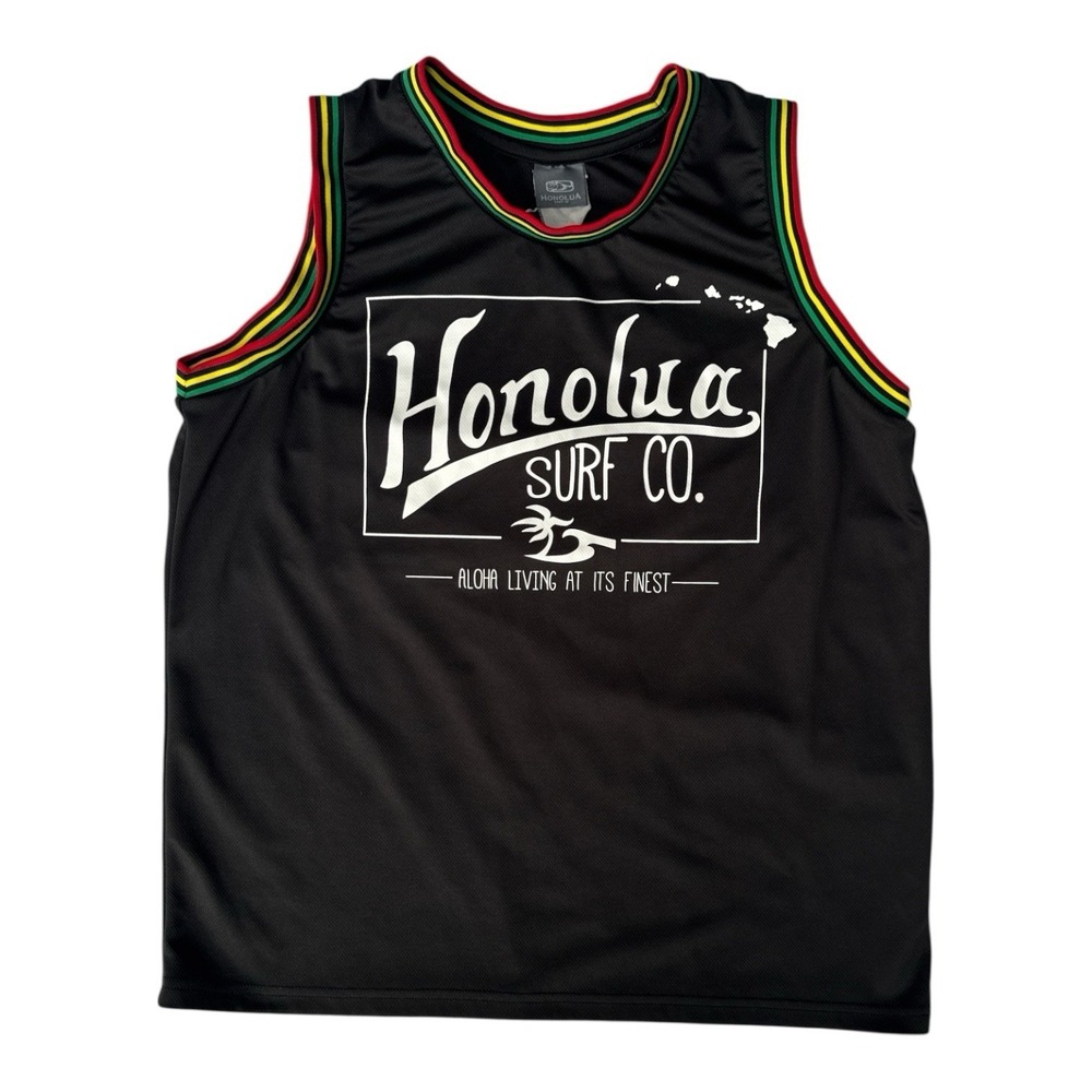 Vintage Honolua Surf Co. Jersey Mens Large Black Graphic Print Aloha Maui